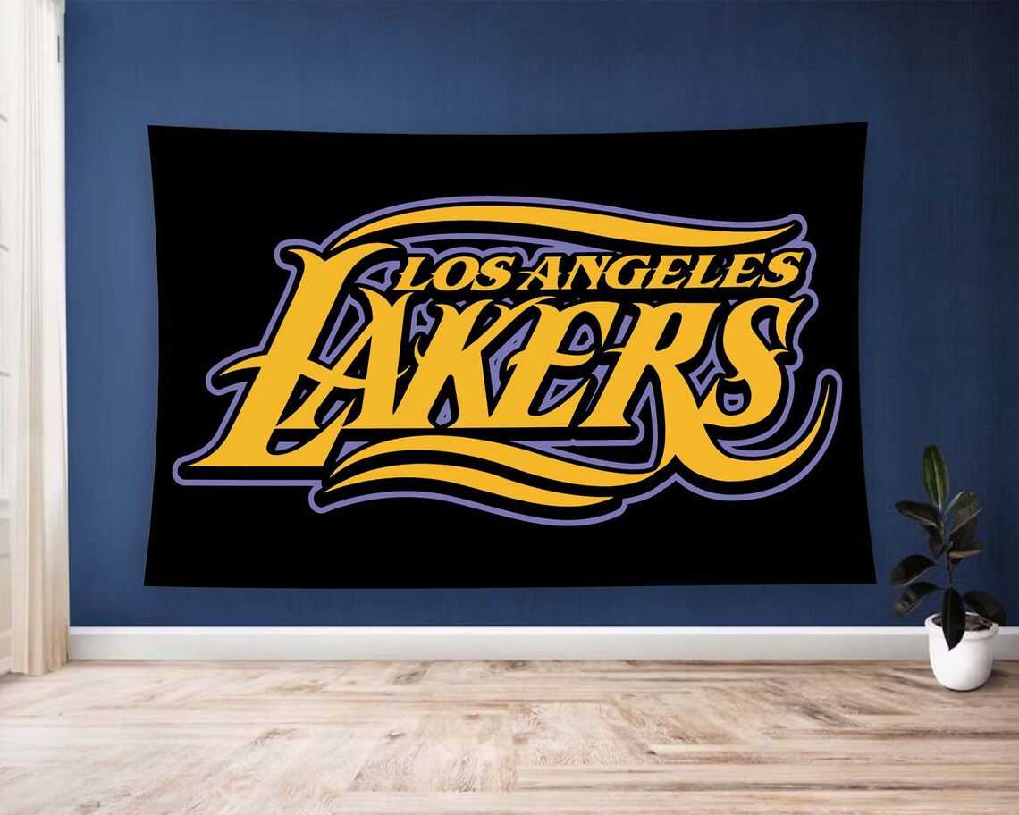 Los Angeles Lakers Gold Purple Black Basketball Team Logo Wall Art - Image 2