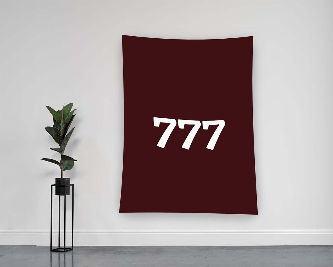 777 Angel Number Burgundy Minimalist Lucky Spiritual Manifest Wall Art - Image 2