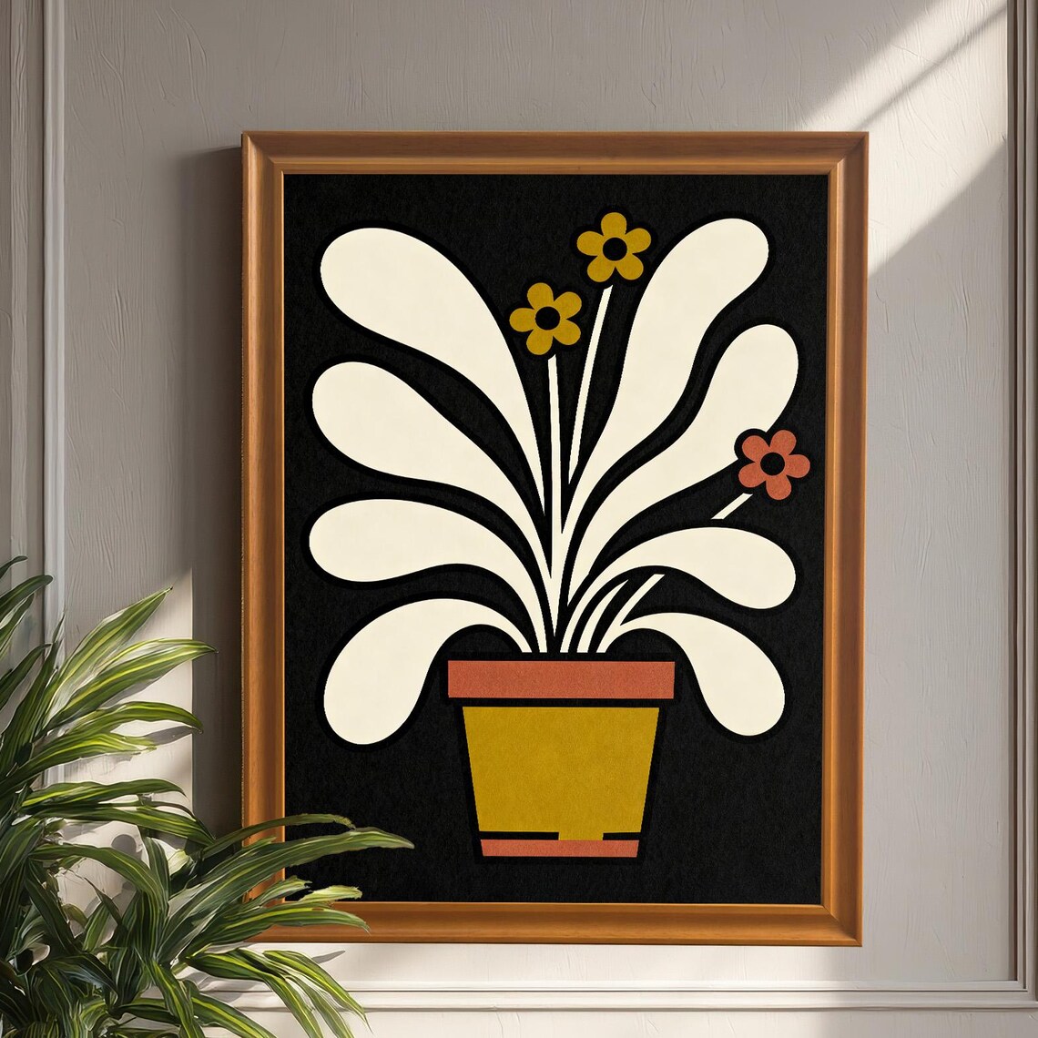 Abstract Potted Plant Floral Illustration, Art Print