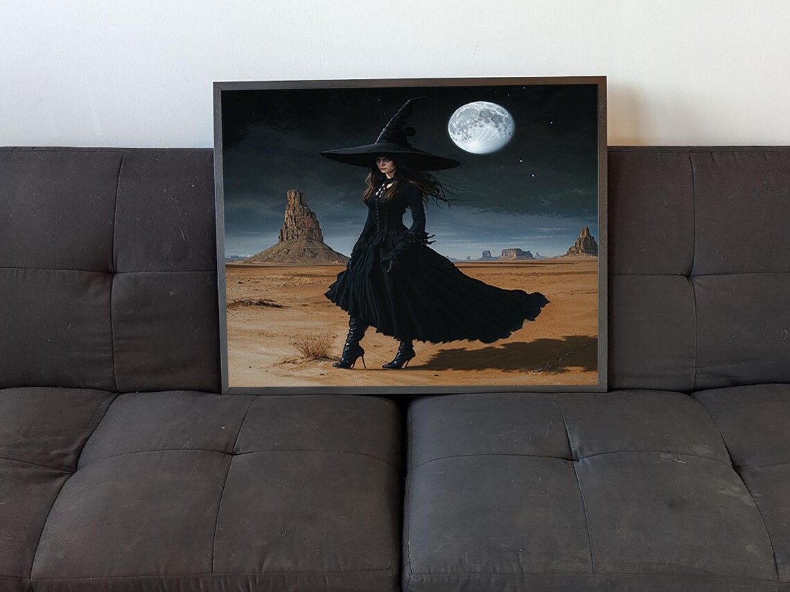 Sand Witch With Her Cat, Funny Halloween Art - Image 4