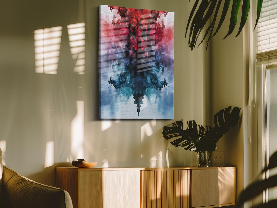 Red And Blue Ink Blot, Abstract Modern Art Print - Image 4