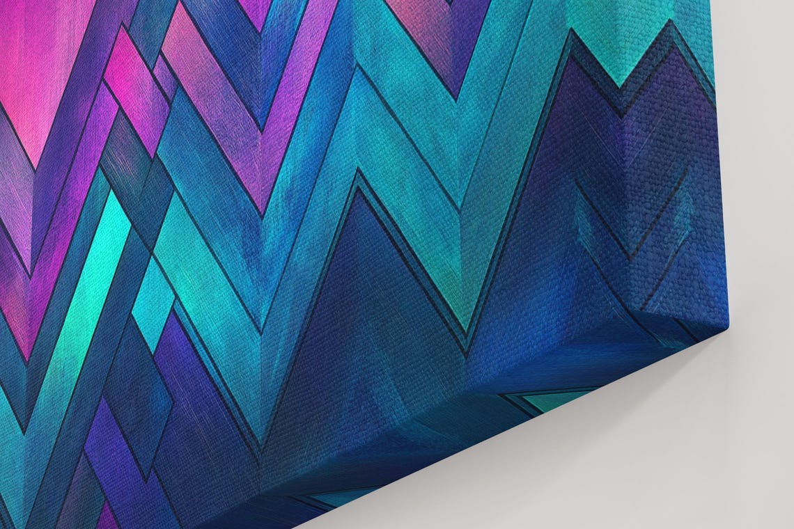 Vibrant Chevron Zigzag Purple Teal Gradient Geometric Art Poster - Image 4