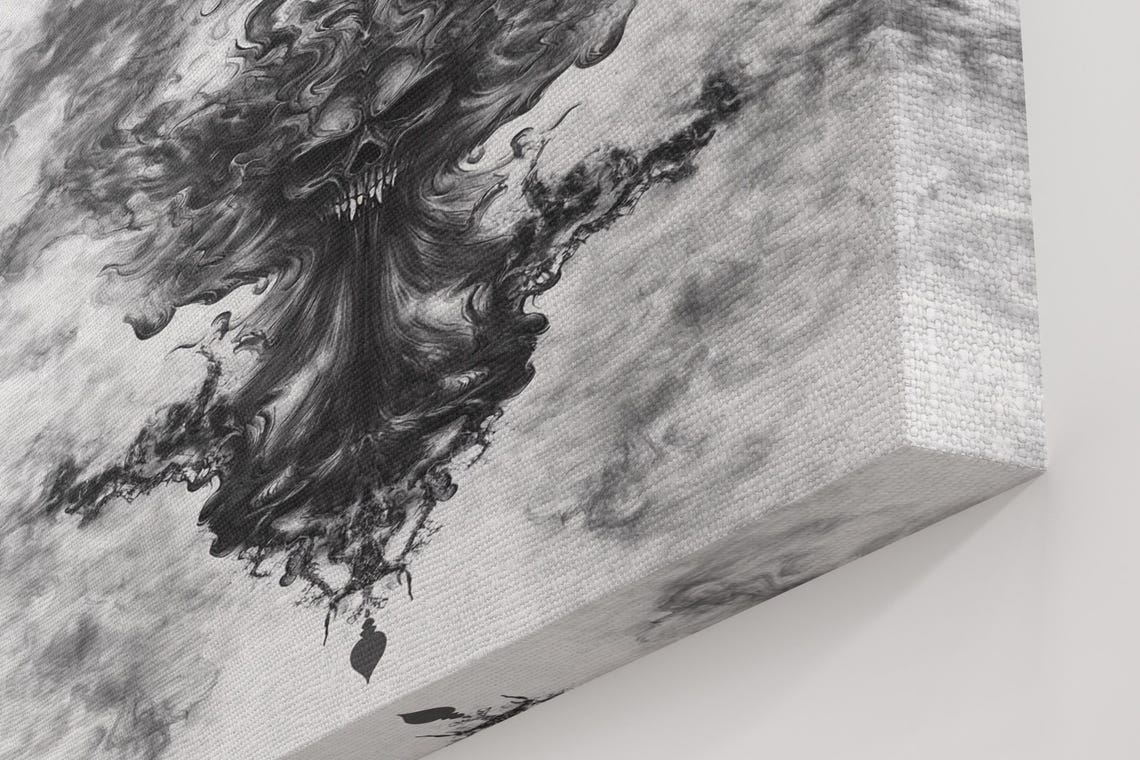 Black Ink Fiery Skull Print Print - Image 5