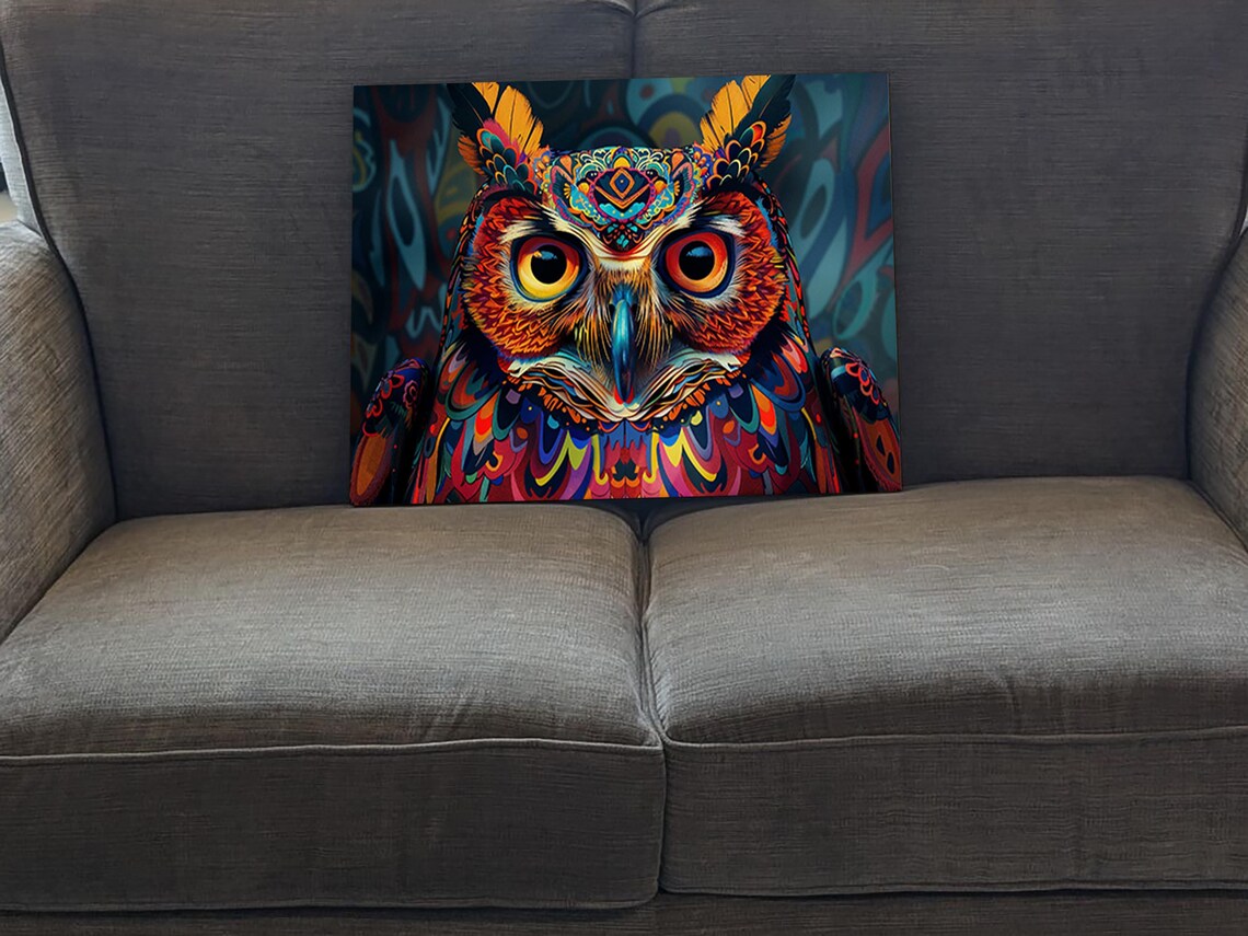 Alebrije Owl Colorful Mandala Patterns Mexican Folk Art Animal Poster - Image 5