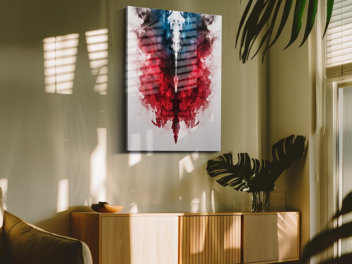 Explosive Red Abstract Symmetry Art Print - Image 4