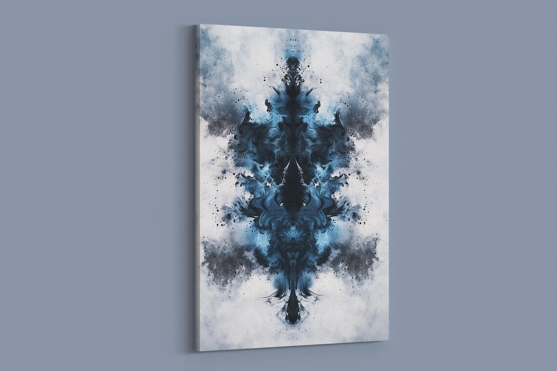 Abstract Blue Ink Symmetry, Geometric Art - Image 2