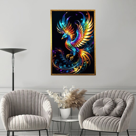 Phoenix Art Fiery Phoenix Wall Art Phoenix On The Tree Poster Phoenix Print Animal Home Decor
