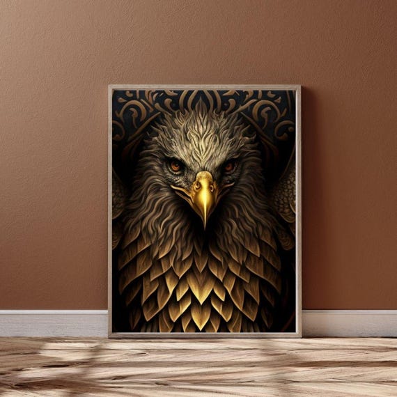 Majestic Eagle Portrait Art Print Regal Wildlife Wall Art Bold Nature Inspired Decor For Home Or Office