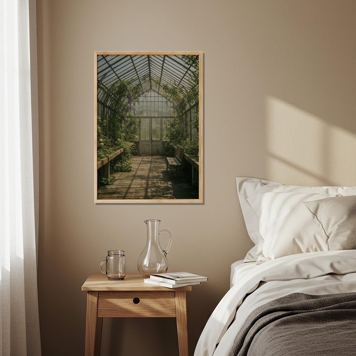 Sunlit Victorian Greenhouse Interior Lush Botanical Glasshouse Poster