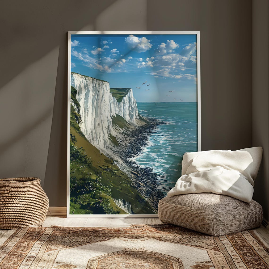 White Cliffs of Dover Green Hills Rocky Shore Seaside Poster - Image 5