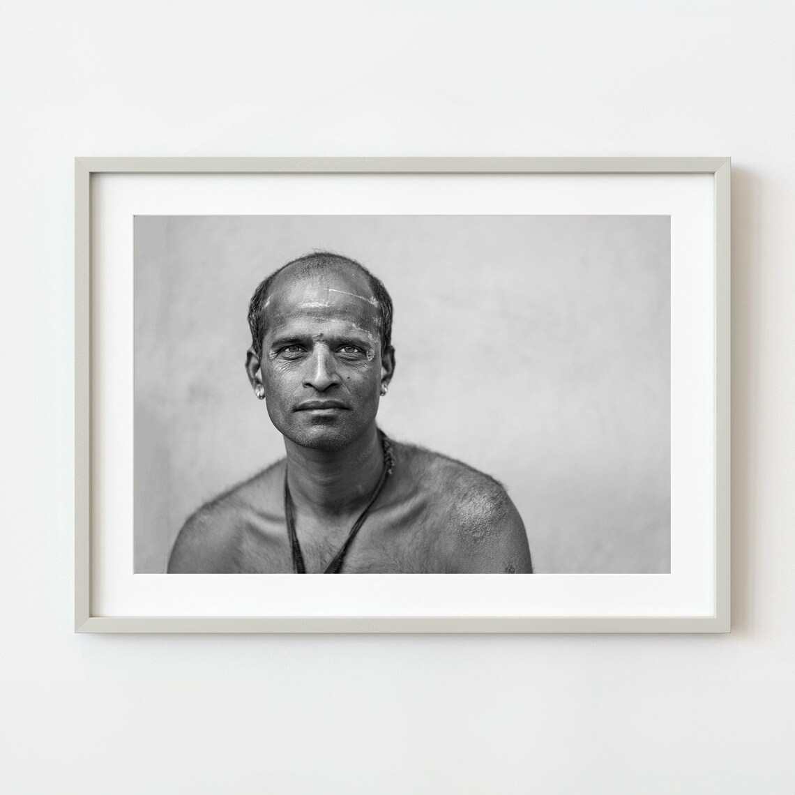 Black and White Photographic Portrait of a Middle Aged Man Poster