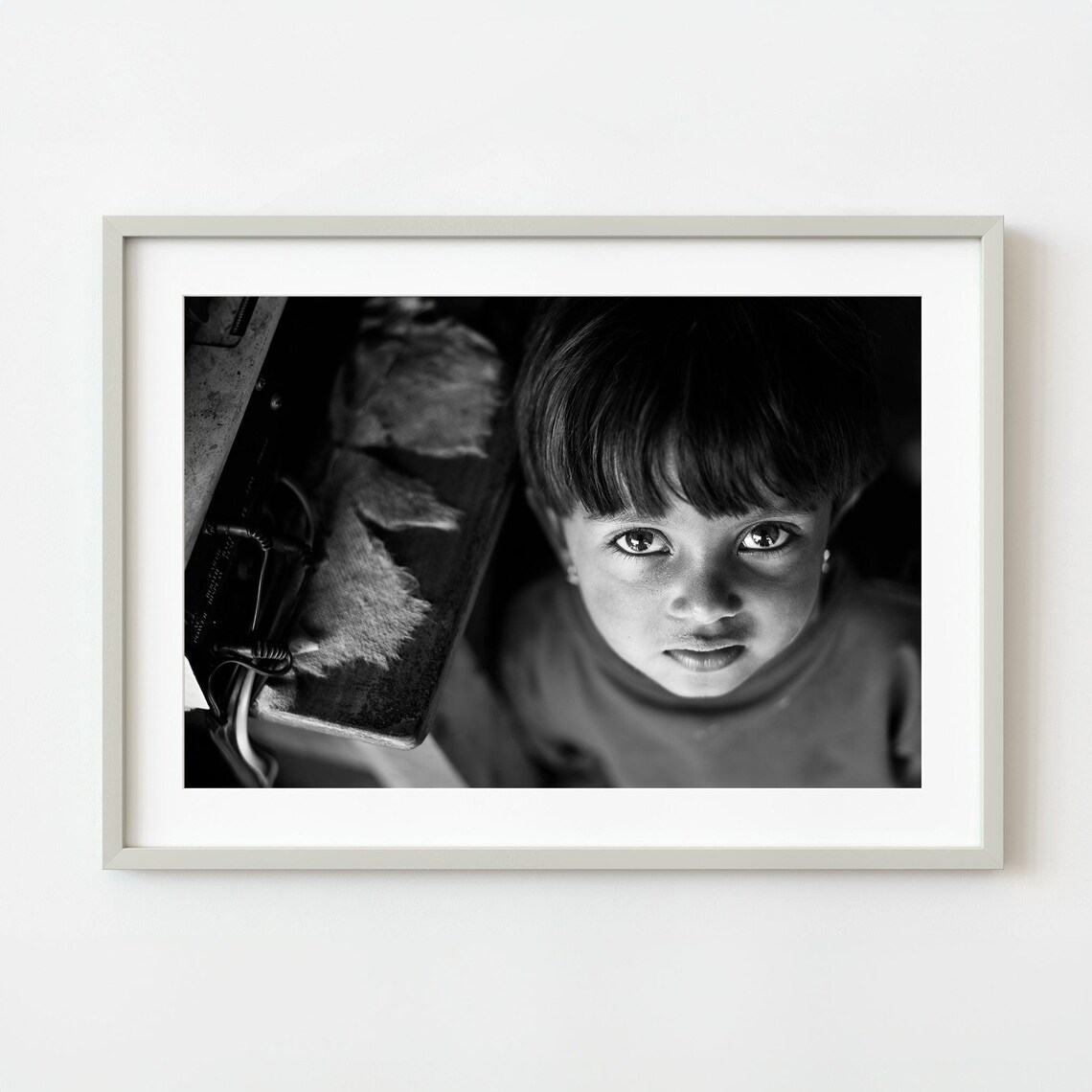 Young Indian Girl Portrait Black And White Photography Art Poster