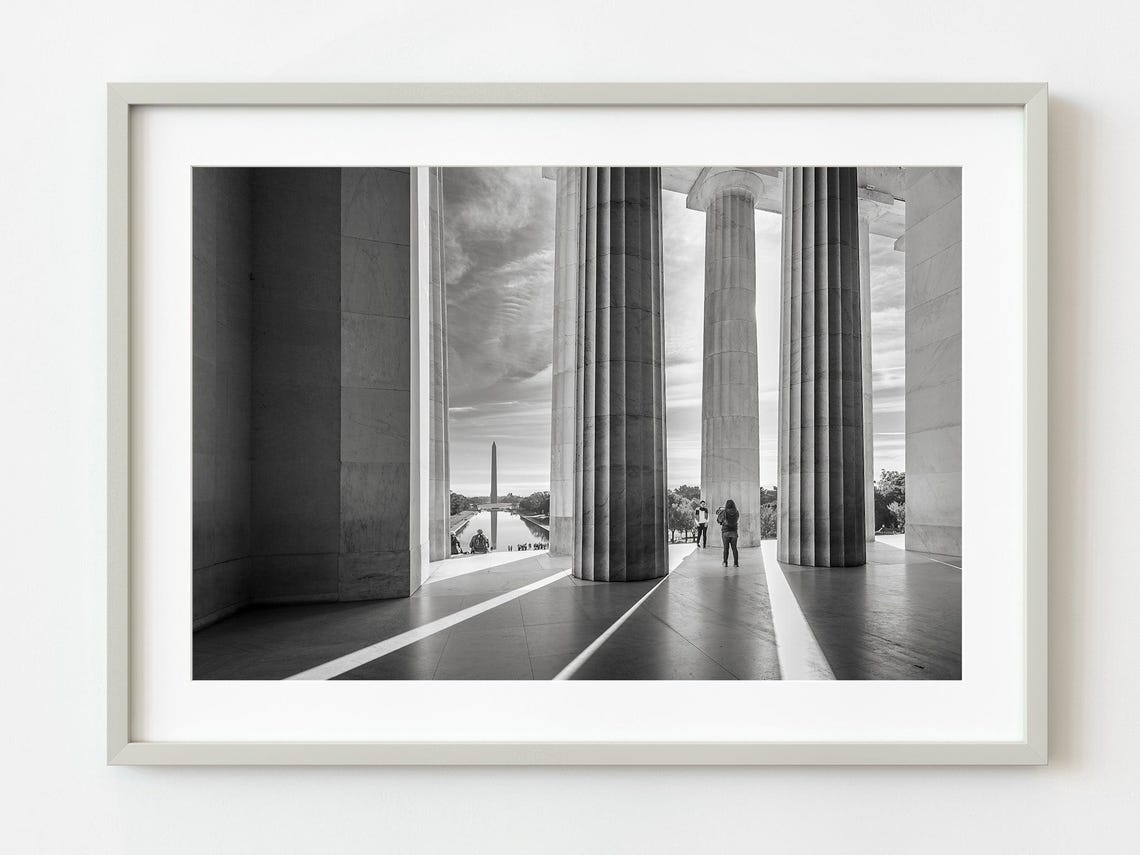 Lincoln Memorial Columns Black and White Washington DC Photo Poster