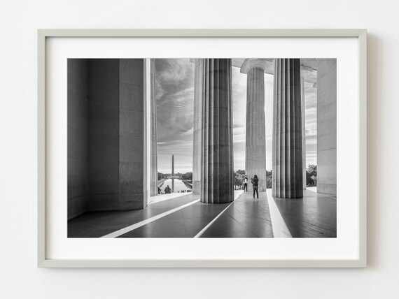 Lincoln Memorial Columns Black and White Washington DC Photo Poster