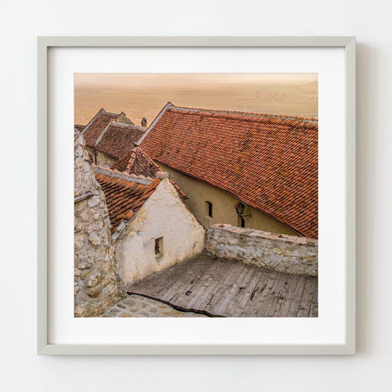 Sunset Over Ancient Romanian Buildings Wall Art