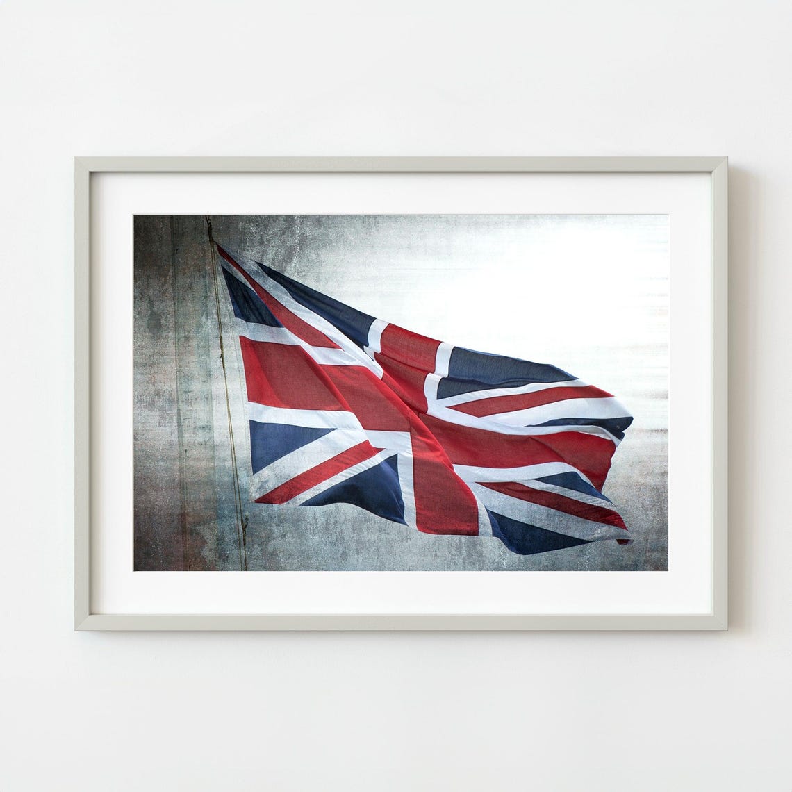 British Union Jack Flag Flying Grunge Texture Patriotic Photo Poster