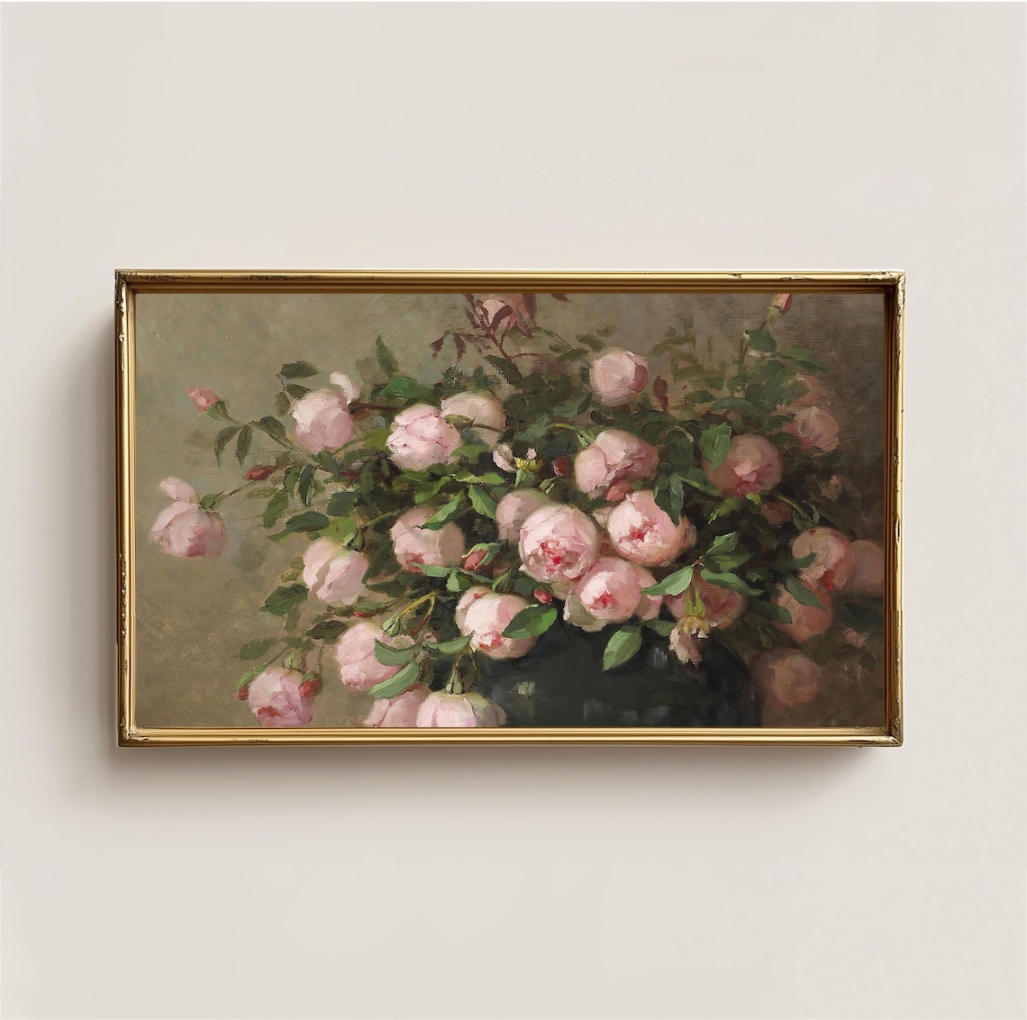 Vintage Pink Roses Art Print, Antique Floral Still Life