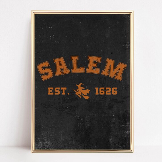 Salem Est 1626 Collegiate Witch Silhouette Halloween Wall Poster