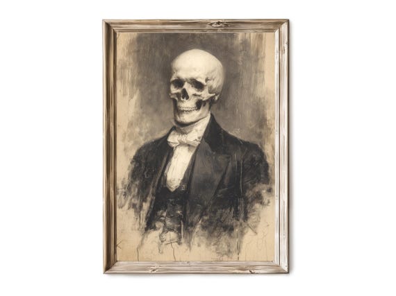 Halloween Wall Art Vintage Portrait Of Pale Victorian Man Haunted Spooky Gothic Decor 266
