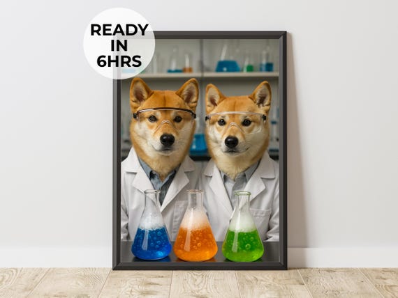 Custom Scientist Pet Portrait Funny Lab Art Chemist Gift