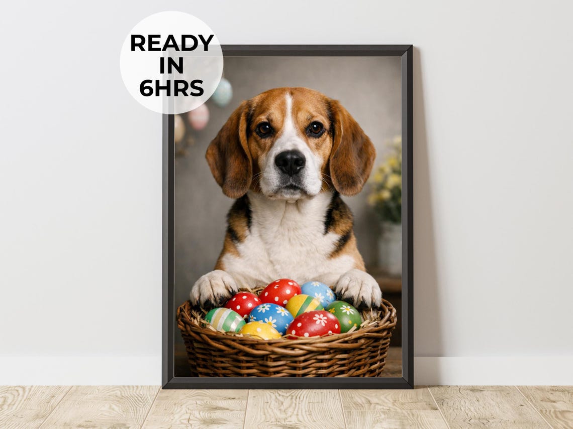 Custom Easter Pet Portrait Holiday Dog Art Spring Gift