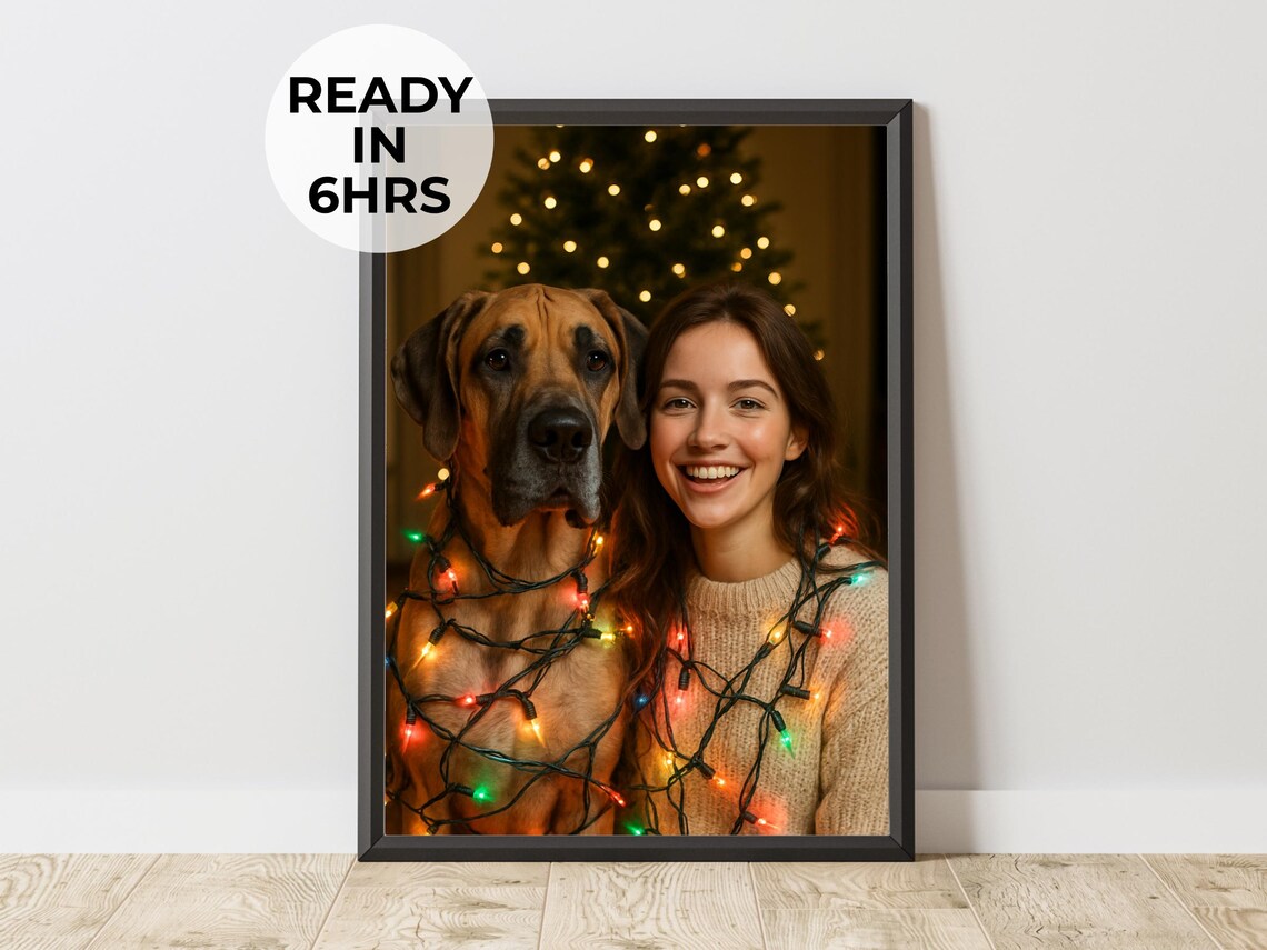 Custom Christmas Pet Portrait, Dog Dad Gift