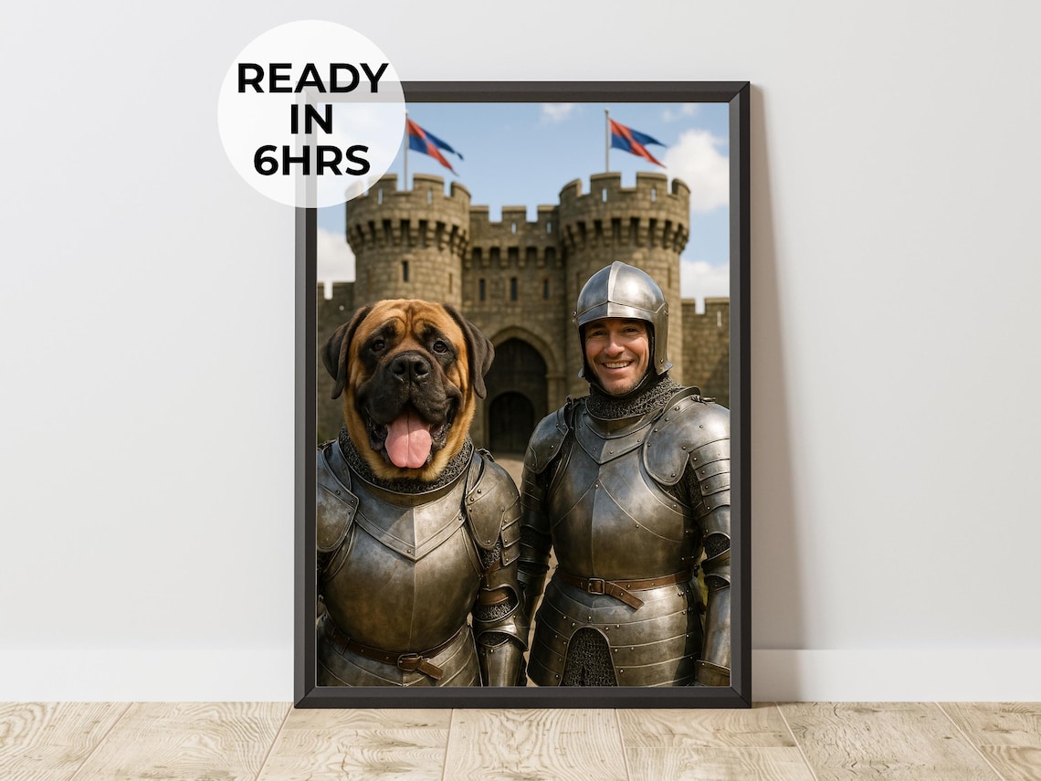 Custom Knight Pet Portrait - Medieval Dog Gift