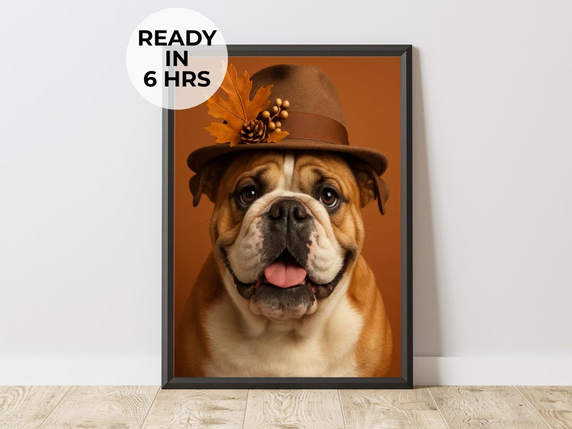 Fall Pet Portrait Harvest Dog Art Print