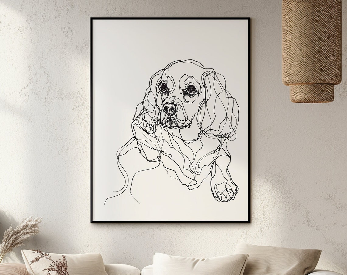 Cavalier King Charles Spaniel Head Delicate Sketch Art Poster