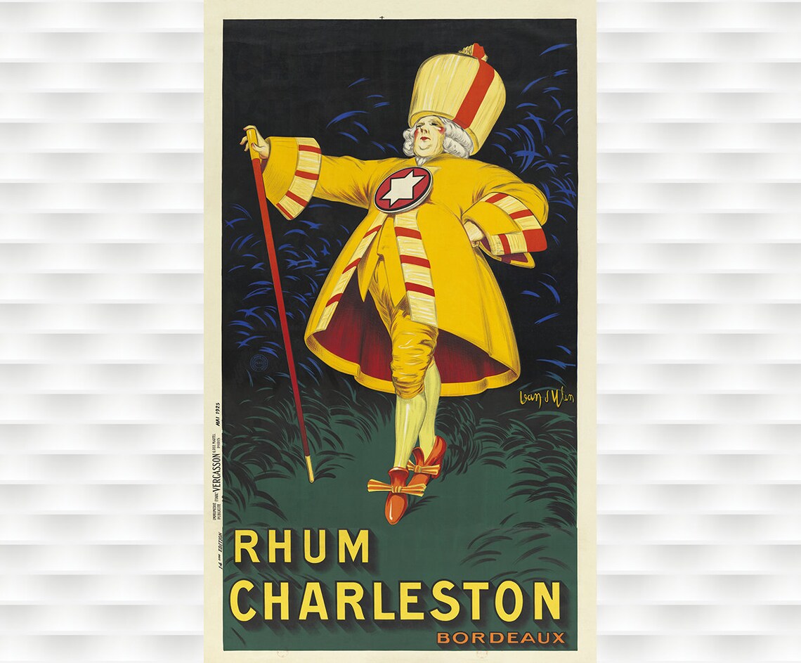 Rhum Charleston Bordeaux Vintage Rum Pierrot Clown French Poster