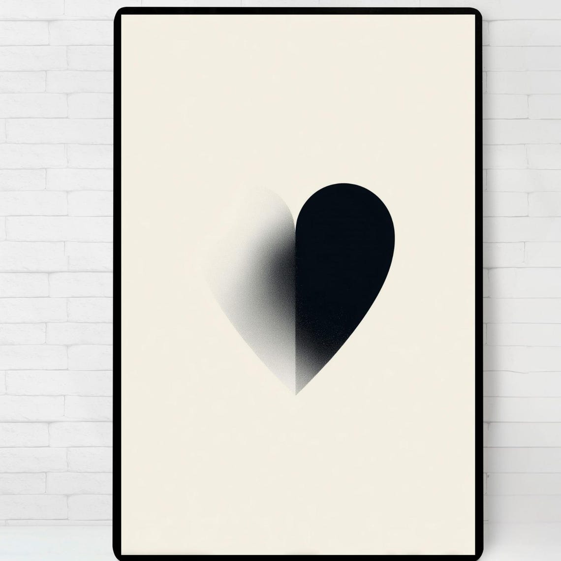 Black White Minimal Heart Poster Wall Art Instant