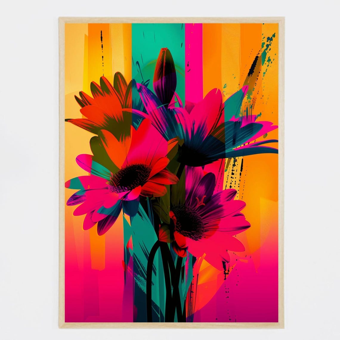 Flowers Poster Illustration Print Wall Art Instant