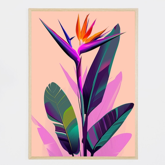 Bird Of Paradise Flower Print Minimalist Tropical Wall Art
