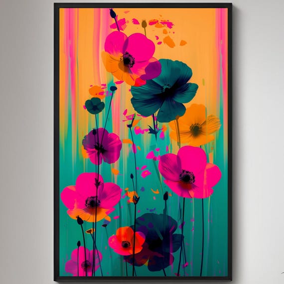 Bloom Party Poster Illustration Print Wall Art Instant