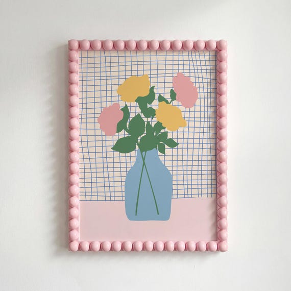 Danish Pastel Flower Vase Print Cute Dopamine Decor Girl Apartment Art Digital Download