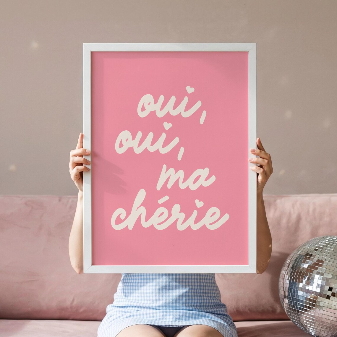 Oui Oui Ma Cherie French Quote Pink Script Girly Bedroom Poster
