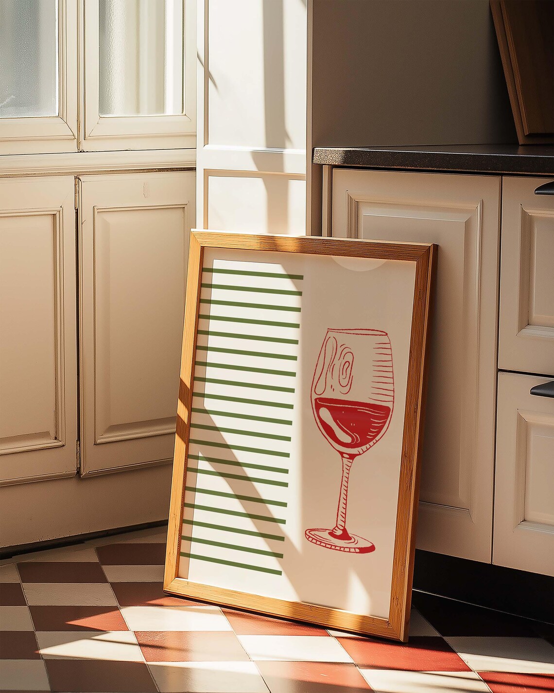 Red Wine Retro Dinner Table, Maximalist Kitchen