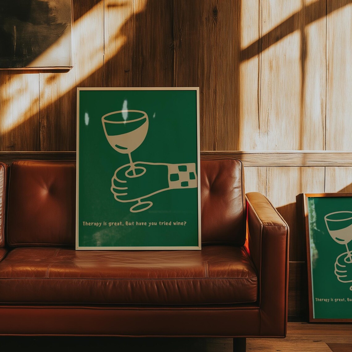 Wine Therapy, Funny Retro Bar Decor Poster - Image 3