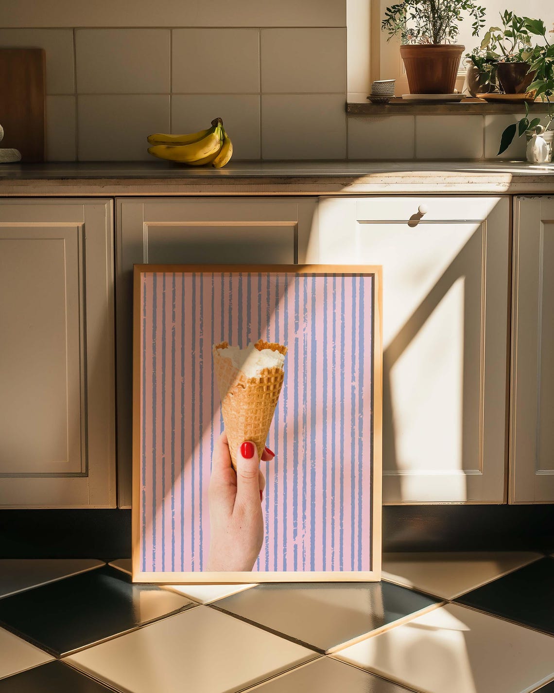 Ice Cream Cone Retro Minimal Dessert Art Print - Image 3