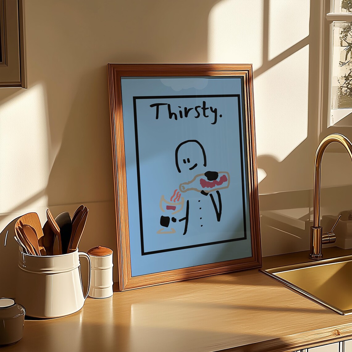 Unwind Wine, Funny Kitchen Minimalist Art Print - Image 4