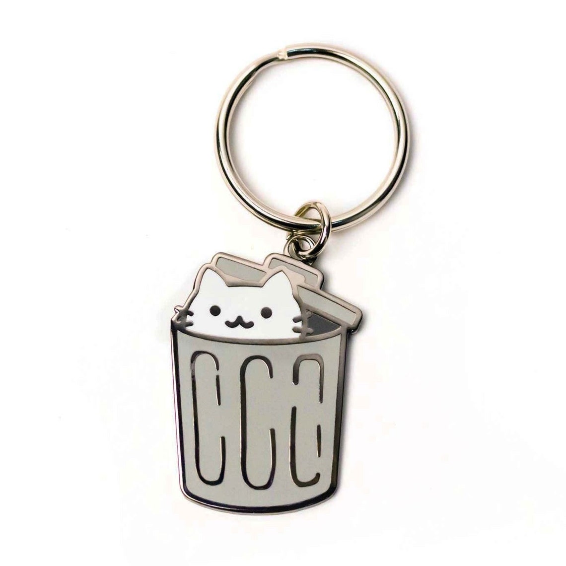 Trash Cat Keychain Enamel Charm Cute Keyring Gift