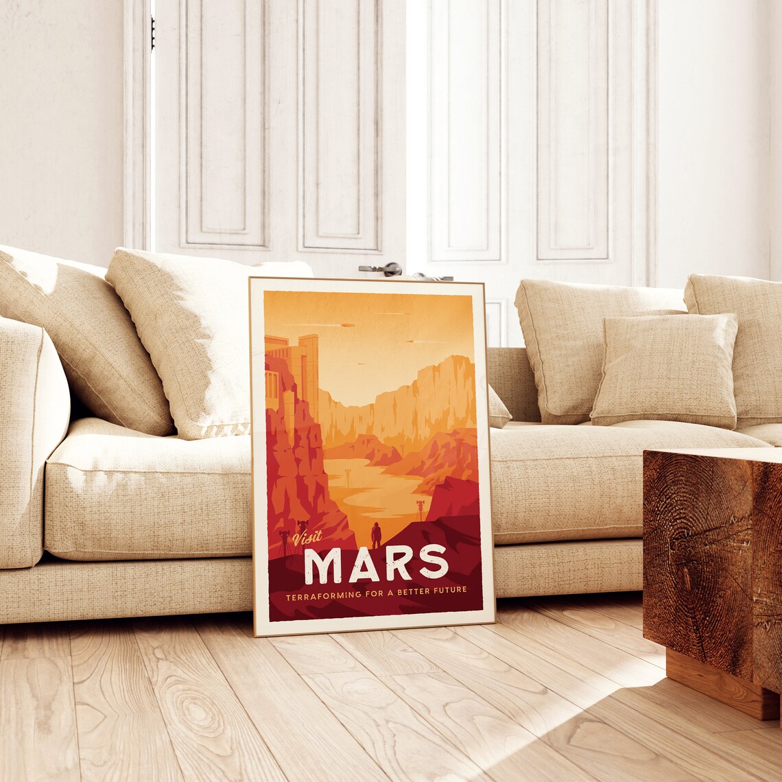 Mars Retro Travel Poster, Sci Fi Space Art Print - Image 2