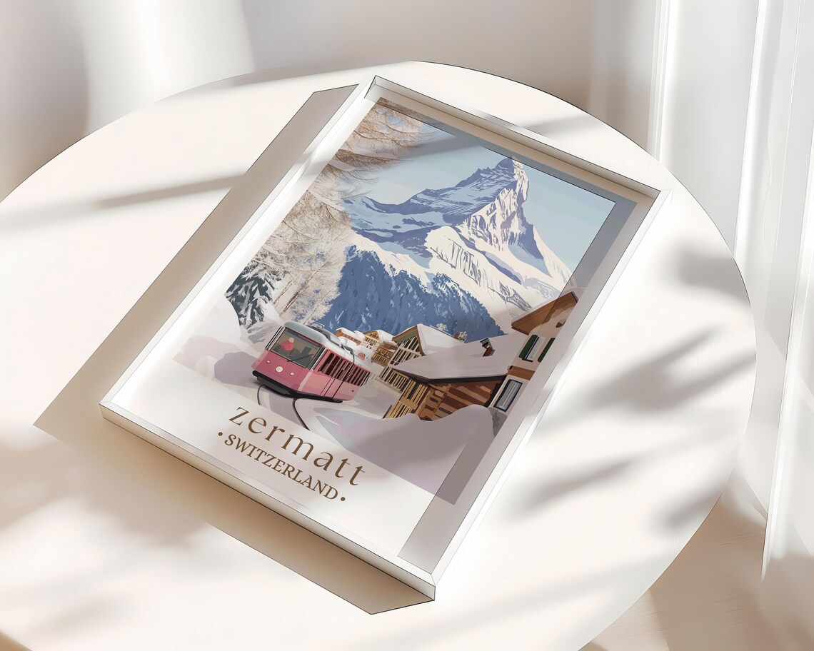 Zermatt Switzerland Travel Poster, Swiss Alps - Image 3