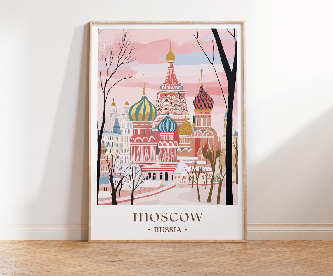 Moscow Russia Travel Poster Moscow Russia Wall Art Print Moscow Russia Painting Moscow Russia Illustration Moscow Landmarks Art Poster