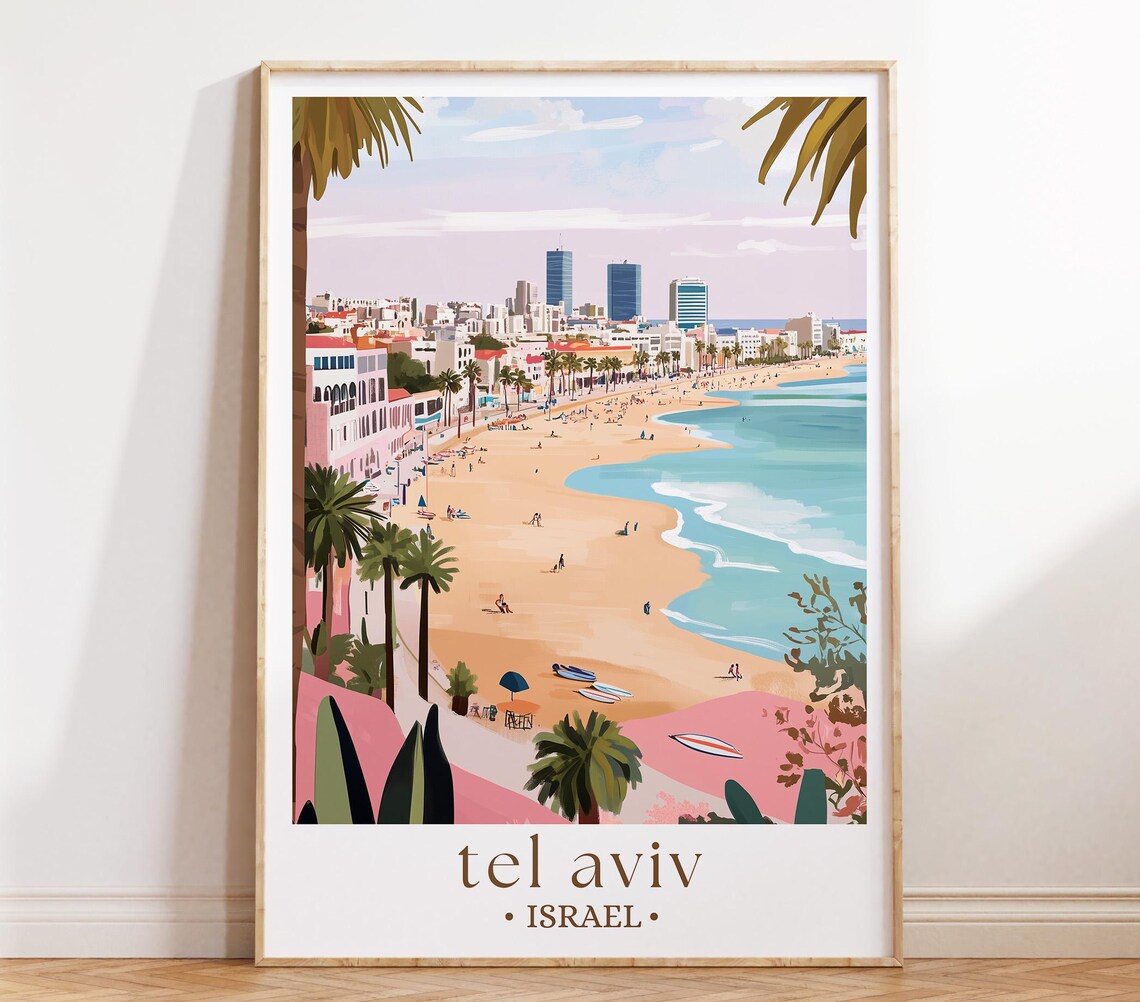 Tel Aviv Israel Travel Poster, Mediterranean City