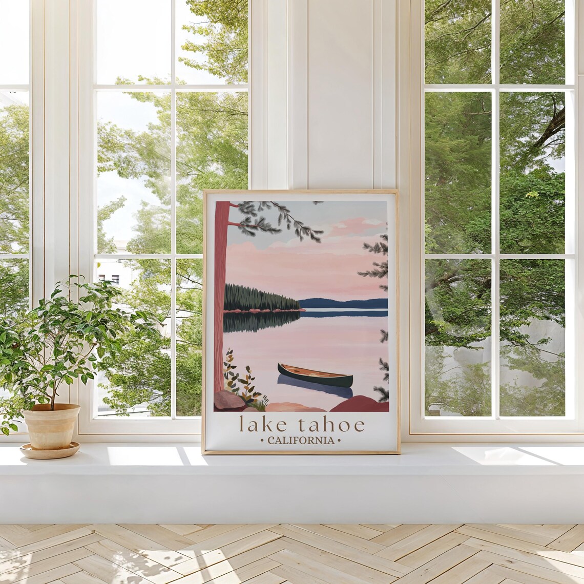 Lake Tahoe Travel Poster Scenic Mountain Lake Print Nature Landscape Art Outdoor Adventure Wall Decor Travel Gift - Image 2