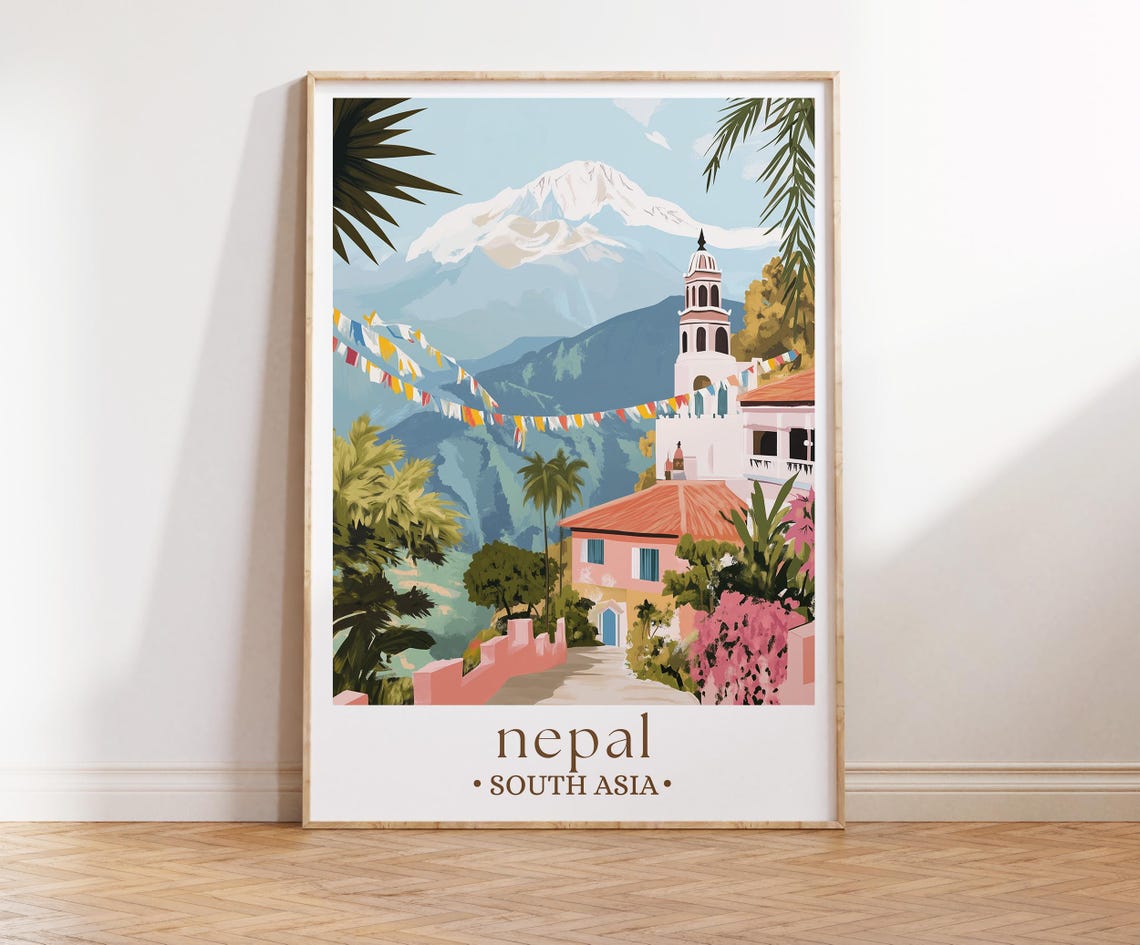 Nepal Travel Print Asia Travel Poster Nepal Poster Travel Wall Art Nepal Print Nepal Kathmandu Kathmandu Poster Nepal Wall Art