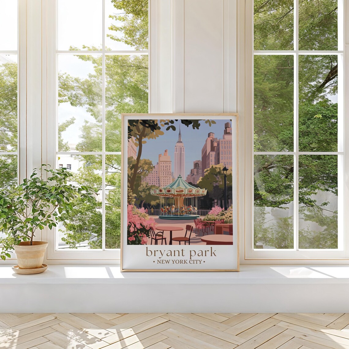 Bryant Park, New York Travel Poster, Wall Art Print - Image 2