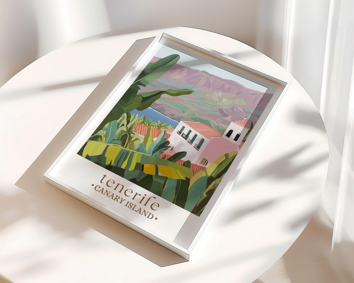 Tenerife Canary Islands Travel Poster Spain Coastal Wall Art Canary Island Art European Travel Decor Island Getaway Gift Tenerife Art - Image 3