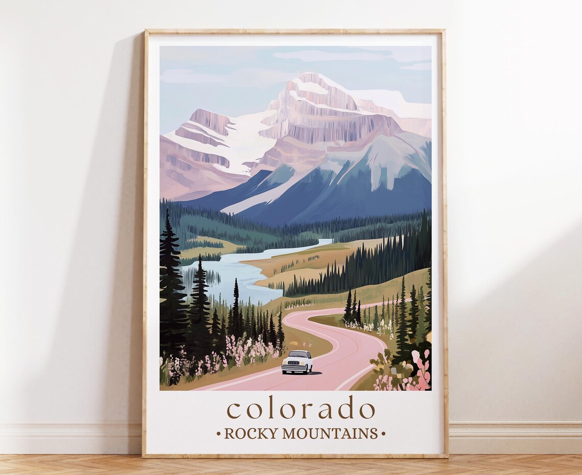 Colorado Mountain Landscape Travel Poster, Adventure Decor